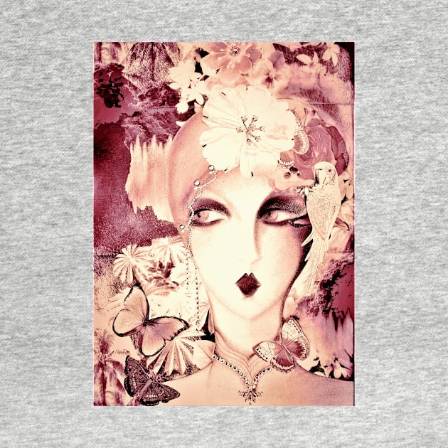 dusky pink art deco collage poster print face by jacquline8689